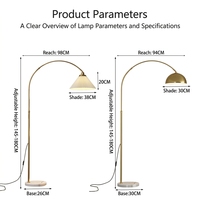Lampe sur pied design de luxe à LED avec base en marbre réglable en hauteur pour chambre à coucher, salon moderne