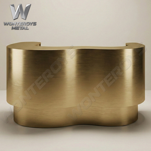 304 Stainless Steel Reception Desk Bar Counter SS304 Worktable Display Stand Counter for Hotel <strong>Hall</strong> Design <strong>Interior</strong> Design - Product Image 4