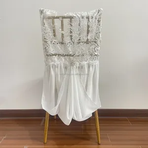 Couverture de chaise en dentelle fantaisie mariage chaise de mariage en mousseline de soie blanche couvre chaises de fête couvre événements mariage