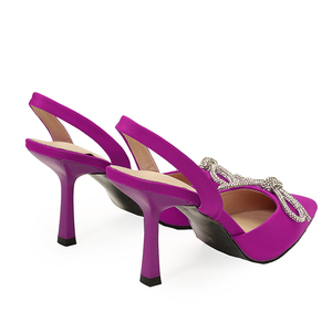 2025 New Pointed Rhinestone Bow High-<b>Heeled</b> Women's Shoes Anti-Slippery Summer/Spring Outdoor Net Sexy Plus Size Inspired - Product Image 6