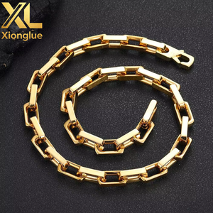สร้อยคอฮิปฮอป BTC21  วัสดุสแตนเลส 304 ชุบทอง 18K  แบบตัดเพชร  ทรงกล่องใหญ่  ขนาด 24 นิ้ว  แบบติดตั้งด้วยระบบ Tension Setting - Product Image 1