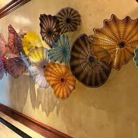 Plaque de verre élégante décoration murale Design d'art artisanat fleur de Murano assiettes suspendues pour salon salle à manger