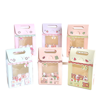 Boîte à bonbons en carton portable avec fenêtre transparente, motif dessin animé, pour machine à griffes, avec logo personnalisé, rose Sakura, 15 cm, pour fêtes d'enfants
