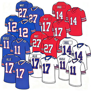 BUF 17 约什·艾伦 14 斯蒂芬·迪格斯 4 库克 0 科尔曼·怀特 高品质短袖美国缝制橄榄球球衣 - Product Image 1
