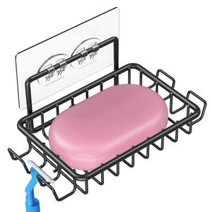 Support mural moderne en acier inoxydable pour savon, avec ventouses, design étanche, égouttoir monocouche pour appartements et hôtels - Product Image 1