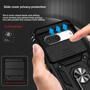 Funda Resistente para Google <span class=keywords><strong>Pixel</strong></span> 10A 9 8 Pro 7A <span class=keywords><strong>6A</strong></span>, Cubierta Protectora Resistente con Anillo Deslizante para Cámara y Soporte - Product Image 3