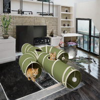 Ownpets Tunnel pour chat Cactus 10 pouces avec trous de surveillance en tissu Oxford pour chats de grande taille d'intérieur Vert