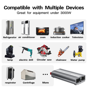 Convertisseur universel 1000W 2000W 3000W 4000W 6000W 12V/24V vers 110V 220V 230V à onde sinusoïdale pure avec doubles prises CA - Product Image 4