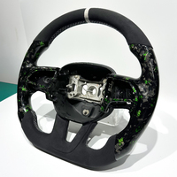 Volant de voiture sport à 3 branches en fibre de carbone forgée rouge perforée avec cuir et LED, prêt à l'emploi, pour Dodge Challenger Durango