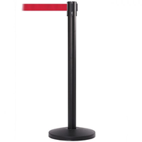 Barrière de file d'attente rétractable noire avec logo imprimé sur la sangle, 2 mètres, 3 mètres, 5 mètres