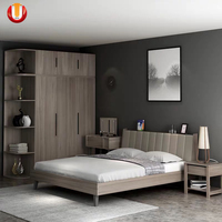 Ensemble de meubles de chambre à coucher en bois personnalisé de luxe moderne, lit double king size de luxe pour projet de villa en Afrique