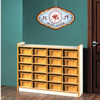 Meuble de rangement scolaire universel en bois contemporain coloré, durable et écologique pour enfants