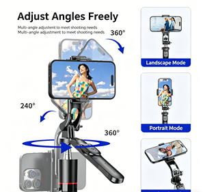 <span class=keywords><strong>Adyss</strong></span> A900 Support de photographie mobile tout-en-un, trépied de bureau pliable, bâton de selfie en ABS, longueur extensible de 1500 mm - Product Image 4