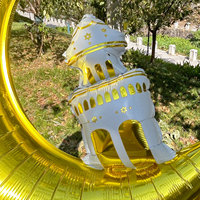 Ballon en feuille d'aluminium de 31 pouces en forme de mosquée lune dorée, blanc et or, pour la décoration de fête de l'Aïd Moubarak et du Ramadan