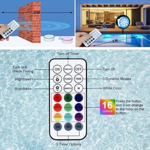 Lampes LED submersibles rechargeables avec télécommande RF, étanches IP68, pour bassin, piscine, aquarium, décoration de fête, extérieur - Product Image 4