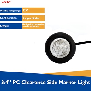 <span class=keywords><strong>Feu</strong></span> de position latéral rond à LED ERA IP67 SAE DOT 3/4 pouce avec câble pour camion, <span class=keywords><strong>remorque</strong></span>, camping-car et bateau - Product Image 2