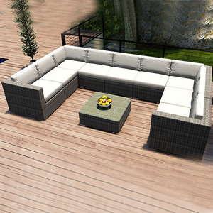 Sofá de mimbre de lujo para exteriores, conjunto de muebles de mimbre para jardín, Patio, en forma de <span class=keywords><strong>L</strong></span> - Product Image 1