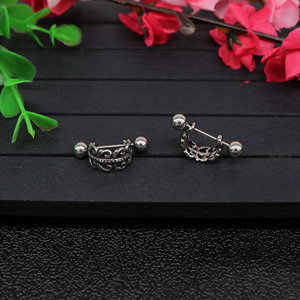 yunnique Fashionable Stainless Steel <b>Cuff</b> Earrings Geometric <b>Feather</b> Design Unisex Jewelry - Product Image 3