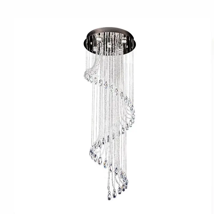 Lampadario a LED moderno a sospensione a spirale con perline di cristallo a spirale lunga