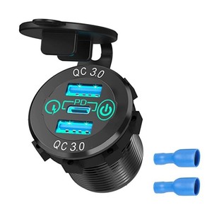 Cargador de coche con 3 puertos USB QC3.0 PD, carga rápida, 12-24V, mini aleación de aluminio - Product Image 3