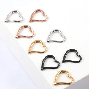 Evorte Bijou de piercing pour enfants en acier inoxydable, style punk, en forme de cœur, pour nez, lèvre, oreille, type clicker, anneau, manchette, boucle d'oreille, piercing corporel - Product Image 2