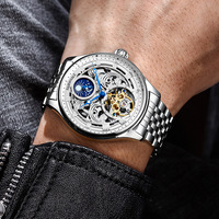 Montre-bracelet de luxe étanche avec calendrier, en acier inoxydable, phase de lune, Montre Homme Orologio Uomo, montre mécanique automatique pour homme