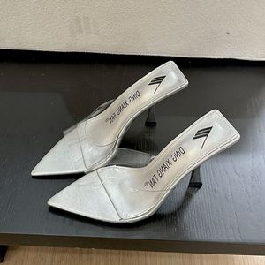 Scarpe Donna Peep Toe Unique Fashion Transparent <b>Slippers</b> Sandals <b>Mules</b> for Ladies - Product Image 5