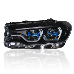 Faro Anteriore per <span class=keywords><strong>BMW</strong></span> <span class=keywords><strong>Serie</strong></span> <span class=keywords><strong>5</strong></span> G38 2018-2020, Gruppo Ottico G30 Fumé Bicolore con Luce Diurna Golden Eye e Lente Laser - Product Image 4