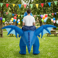 Costume de dinosaure bleu gonflable à enfiler pour Halloween, fête, cosplay, spectacle, tenue de personnage portable