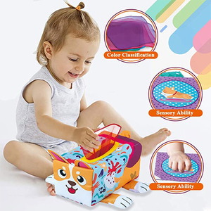 Jouets éducatifs précoces développement sensoriel enfants âge préscolaire apprentissage bébé boîte à mouchoirs en tissu <span class=keywords><strong>livre</strong></span> jouet - Product Image 2
