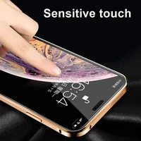 Étui en métal magnétique en verre trempé pour iPhone 16 15 14 13 12 XR 11 Pro Max 7 8 Plus, protection anti-espion 360° avec aimant