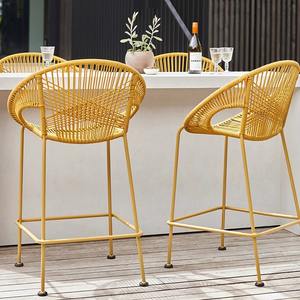 Taburete de Bar de Ratán con Estructura de Aluminio, Muebles de Patio Resistentes al Agua, Diseño Contemporáneo, Estilo Moderno, Asiento Individual - Product Image 3