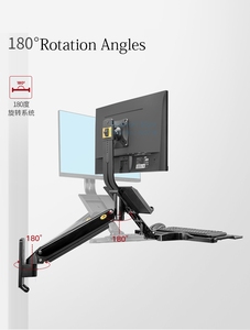 Có thể điều chỉnh mb32 Wall Mount Workstation dễ dàng-to-sử dụng khí mùa xuân cánh tay 19-27 inch màn hình chủ nhôm bàn phím khay ngồi đứng - Product Image 3
