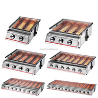 Barbecue de table au gaz GPL commercial en acier inoxydable sans fumée à 8 brûleurs infrarouges