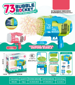 Pistolet à bulles électrique <span class=keywords><strong>73</strong></span> trous automatique, mitrailleuse à bulles, jouets pour enfants et batterie rechargeable, pistolet à bulles Bazooka - Product Image 6