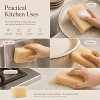 Lot de 2 éponges de cuisine poreuses en mousse de polyéther, style loofah, séchage rapide, réutilisables, pour la vaisselle et le nettoyage domestique