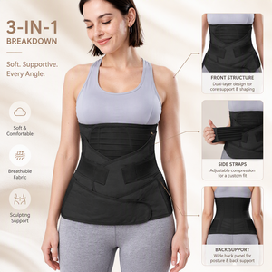 Set di 3 Fasce <span class=keywords><strong>Post</strong></span>-Parto Separate, Fascia Addominale <span class=keywords><strong>Post</strong></span>-Parto, Cintura Modellante 3 in 1 per Supporto e Recupero <span class=keywords><strong>Post</strong></span>-Parto - Product Image 3