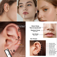 Cincin Hidung Titanium G23 20G 18G 16G 14G, Anting Septum, Helix, Conch, Cartilage, Perhiasan Tindik, Anting Bibir untuk Wanita dan Pria