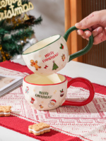 Meilleures ventes - Tasse en céramique de qualité alimentaire - Design de Noël - Bonhomme en pain d'épices - Impression d'arbre de Noël - Tasse en porcelaine pour cadeaux de Noël