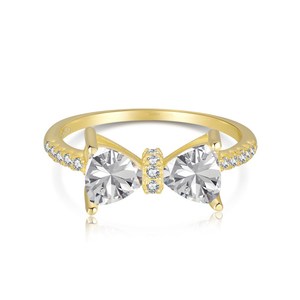 OAHLAN Fine <span class=keywords><strong>Jewelry</strong></span> Pink Heart Wedding Band <span class=keywords><strong>Sparkling</strong></span> Cubic Zircon Ring Bow Design S925 Sterling Silver Ring para Mulheres Aniversário - Product Image 3
