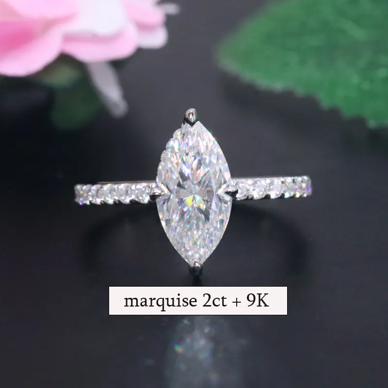 Yingma 14K perhiasan emas padat cincin pernikahan moissanite cincin 18K emas/9K/perak mewah 2ct cincin pertunangan untuk wanita