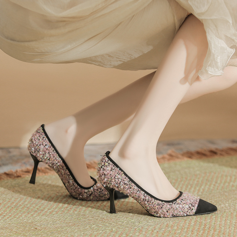 Scarpe con tacco eleganti con tacco a spillo viola da donna, Primavera/Estate 2026