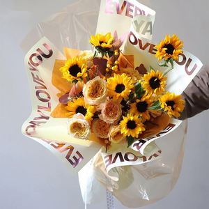 Luxury 58*58cm 15pcs/bag Shinning Word Printed Plastic Flower Bouquet <b>Wrapping</b> <b>Paper</b> for Flower Shop Material - Product Image 6