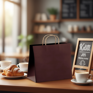 Sacs shopping en papier kraft Kelm Coffee 16x6x12 pouces, unis, recyclés, promotionnels, pour cadeaux d'entreprise, avec poignées - Product Image 2