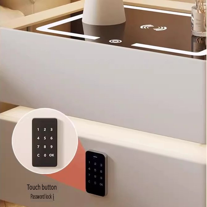 Smart Digital Lock Floating Nightstand – Modern Hanging Bedside Table with Wireless Charging for Contemporary Bedroom Furniture - View 3