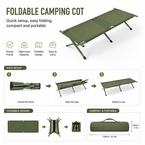 Lettino da Campeggio Pieghevole Personalizzabile con Telaio in Acciaio, Chiusura Rapida, Portatile con Borsa per il Trasporto, Ideale per Emergenze - Product Image 5