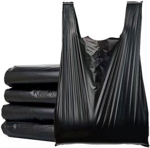 Bolsa de Basura Doméstica de Plástico HDPE Negra Reciclable a Precio de Fábrica / Bolsas de Basura con Asas Tipo Camiseta Impresas en Flexografía - Product Image 1