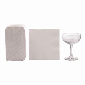 Serviette de table jetable en papier gaufré, vierge, blanche, absorbante, 2 plis, 15 g/m², 25x25 cm, personnalisable avec logo, en sachet - Product Image 3