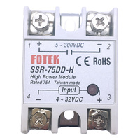 Ssr-75dd-h Kontrol Relay Solid State Fase Tunggal Input 4~32vdc Output 5~300vdc Arus 75a Sekrup Zero Crossing Baru Original