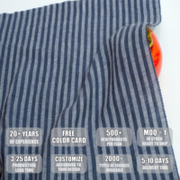 Europäischer Flachs-Kreppstoff, Reiner Gestreifter Leinenstoff, Waschbar, Organisches Französisches Leinen-Textil für Kleidung, Hemden, Hosen, Röcke